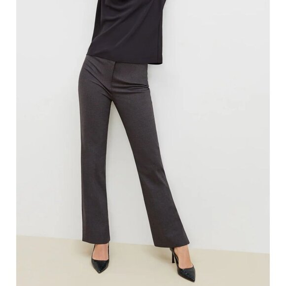 MM Lafleur The Clooney Pant Tropical Wool in Dark Gray Split Hem Straight Leg 8 - Picture 1 of 8